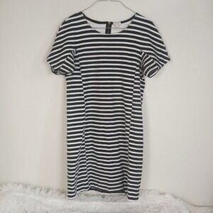 J. Crew Classic Black and White Striped Dress Exposed Zipper S Small